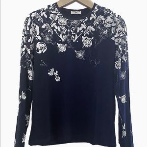 Viscose blue with abstract modern pattern shirt -M